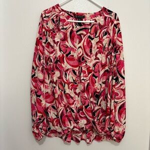 INC International Concepts Pink Swirl Blouse Size 3X